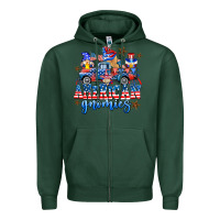 Sports Green American truck gnomes Zipper Hoodie - AdoDesignShop