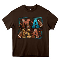 Chocolate Brown American Football Mama Mother's Day Heavy Core Tee - LillyAllenDesigns