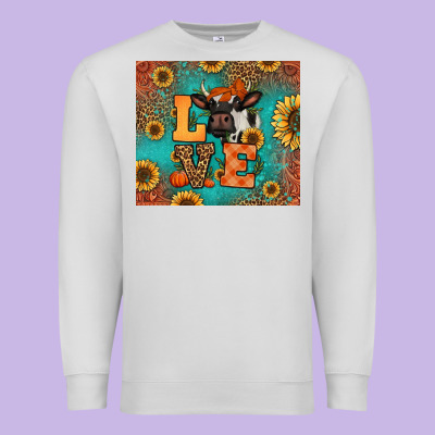 Love Autumn Cow Premium Sweatshirt Designed By Jasminsmagicworld