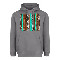 Western Cowhide Wood And Turquoise Glitter Brushstrokes Heavyweight Hoodie | Teevron