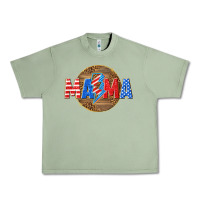 Oil Green American mama with lightning bolt Urban Heavy Tee - texasbilliewilder