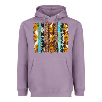 Western Cowhide Leopard Turquoise Brushstrokes Heavyweight Hoodie | Teevron