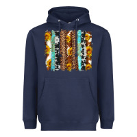Navy western cowhide leopard turquoise brushstrokes Heavyweight Hoodie - Artiststas