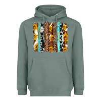 Sage western cowhide leopard turquoise brushstrokes Heavyweight Hoodie - Artiststas