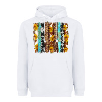 White western cowhide leopard turquoise brushstrokes Heavyweight Hoodie - Artiststas