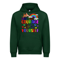 Forest Green courage to be yourself rainbow message Urban Hoodie - LillyAllenDesigns