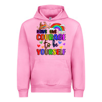 Fuchsia Pink courage to be yourself rainbow message Urban Hoodie - LillyAllenDesigns