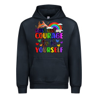 Navy courage to be yourself rainbow message Urban Hoodie - LillyAllenDesigns