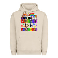 Pigment French Oak courage to be yourself rainbow message Urban Hoodie - LillyAllenDesigns