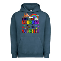 Pigment Midnight Navy courage to be yourself rainbow message Urban Hoodie - LillyAllenDesigns