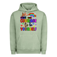 Pigment Oil Green courage to be yourself rainbow message Urban Hoodie - LillyAllenDesigns