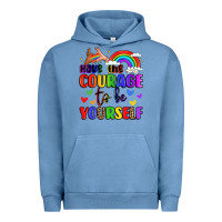 Pigment Pebble Blue courage to be yourself rainbow message Urban Hoodie - LillyAllenDesigns