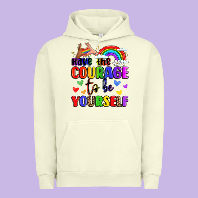 Courage To Be Yourself Rainbow Message Urban Hoodie Designed By Lillyallendesigns