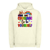 Pigment Pistachio courage to be yourself rainbow message Urban Hoodie - LillyAllenDesigns