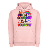 Pigment Salmon courage to be yourself rainbow message Urban Hoodie - LillyAllenDesigns