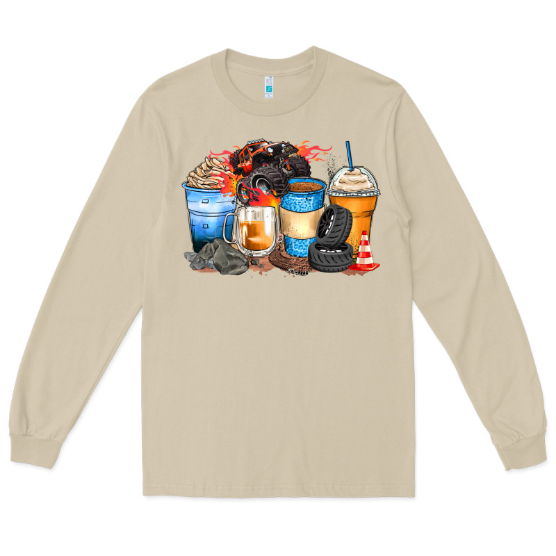 Monster Truck Coffee Cups Long Sleeve Tee by Zillion Design Studio | Teevron