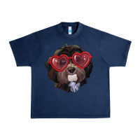 Navy havanese dog with love glasses Urban Heavy Tee - RanaPortraitStore