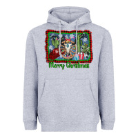 Heather Grey merry christmas western bull skull Heavyweight Hoodie - AdoDesignShop