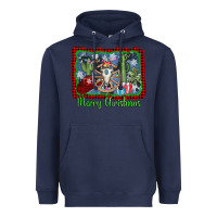 Navy merry christmas western bull skull Heavyweight Hoodie - AdoDesignShop