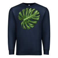Navy Monstera Leaf Premium Sweatshirt - LillyAllenDesigns