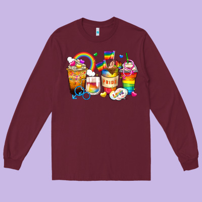 Pride Coffee Cups Long Sleeve Tee Designed By Zillion Design Studio