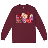 Burgundy valentines day nurse Long Sleeve Tee - AdoDesignShop