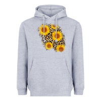 Heather Grey leopard sunflower patch Heavyweight Hoodie - AdoDesignShop