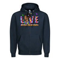 Navy love autism awareness Zipper Hoodie - JahusDesignShop