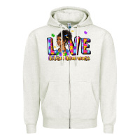 Oatmeal Heather love autism awareness Zipper Hoodie - JahusDesignShop