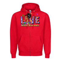 Red love autism awareness Zipper Hoodie - JahusDesignShop