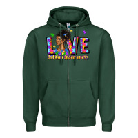 Sports Green love autism awareness Zipper Hoodie - JahusDesignShop