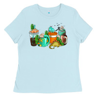 Baby Blue dinosaur coffee cups Ladies Tee - AdoDesignShop