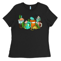 Black dinosaur coffee cups Ladies Tee - AdoDesignShop