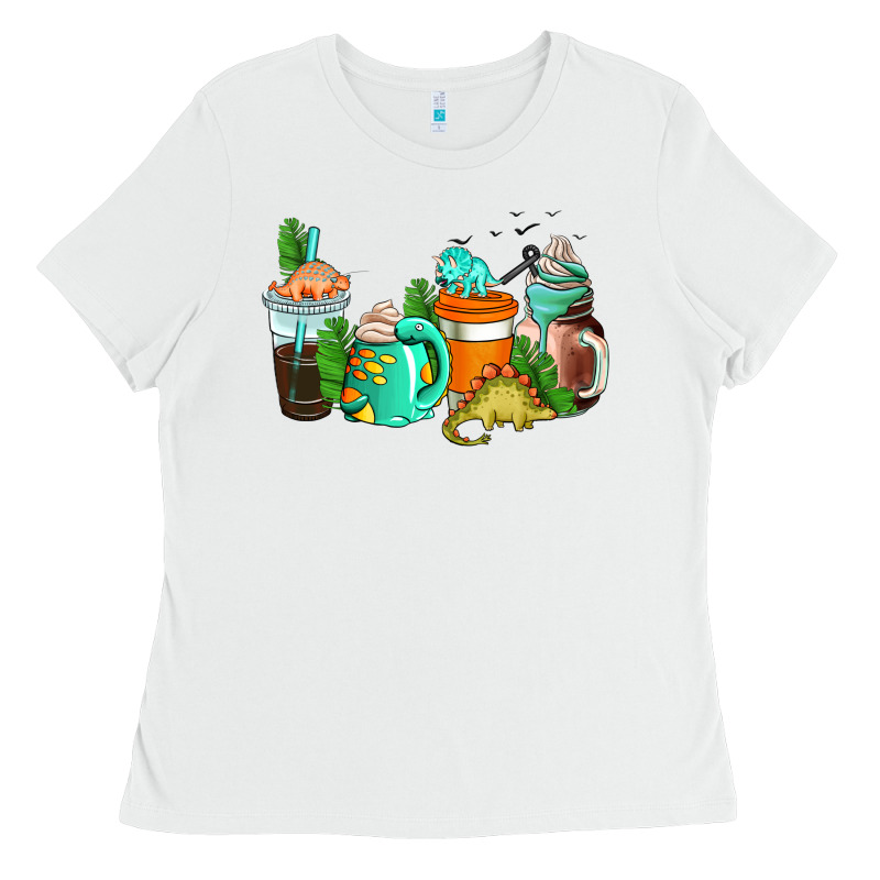 Dinosaur Coffee Cups Ladies Tee by AdoDesignShop | Teevron