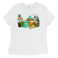 White dinosaur coffee cups Ladies Tee - AdoDesignShop