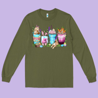 Rabbit Coffee Cups Long Sleeve Tee Designed By Zillion Design Studio