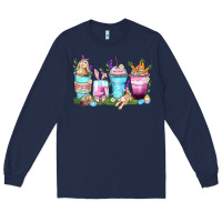 Navy rabbit coffee cups Long Sleeve Tee - Zillion Design Studio