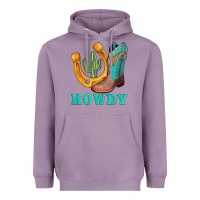 Lavender howdy turquoise cowboy boots horseshoe Heavyweight Hoodie - AdoDesignShop