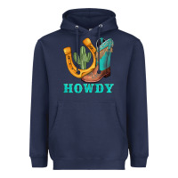 Navy howdy turquoise cowboy boots horseshoe Heavyweight Hoodie - AdoDesignShop