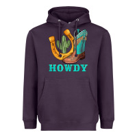 Plum howdy turquoise cowboy boots horseshoe Heavyweight Hoodie - AdoDesignShop
