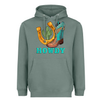 Sage howdy turquoise cowboy boots horseshoe Heavyweight Hoodie - AdoDesignShop