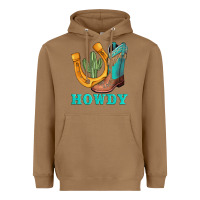 Toasted Coconut howdy turquoise cowboy boots horseshoe Heavyweight Hoodie - AdoDesignShop