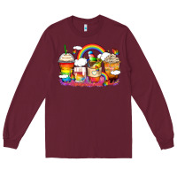 Burgundy rainbow coffee cups Long Sleeve Tee - Zillion Design Studio