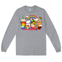 Heather Grey rainbow coffee cups Long Sleeve Tee - Zillion Design Studio