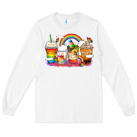 White rainbow coffee cups Long Sleeve Tee - Zillion Design Studio