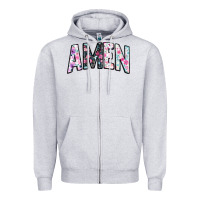 Heather Grey amen Zipper Hoodie - JahusDesignShop