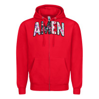 Red amen Zipper Hoodie - JahusDesignShop