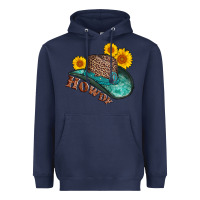 Navy howdy leopard tooled leather hat Heavyweight Hoodie - AdoDesignShop