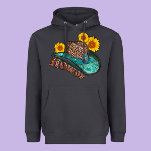 Howdy Leopard Tooled Leather Hat Heavyweight Hoodie Designed By Adodesignshop