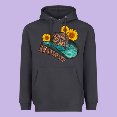 Howdy Leopard Tooled Leather Hat Heavyweight Hoodie Designed By Adodesignshop